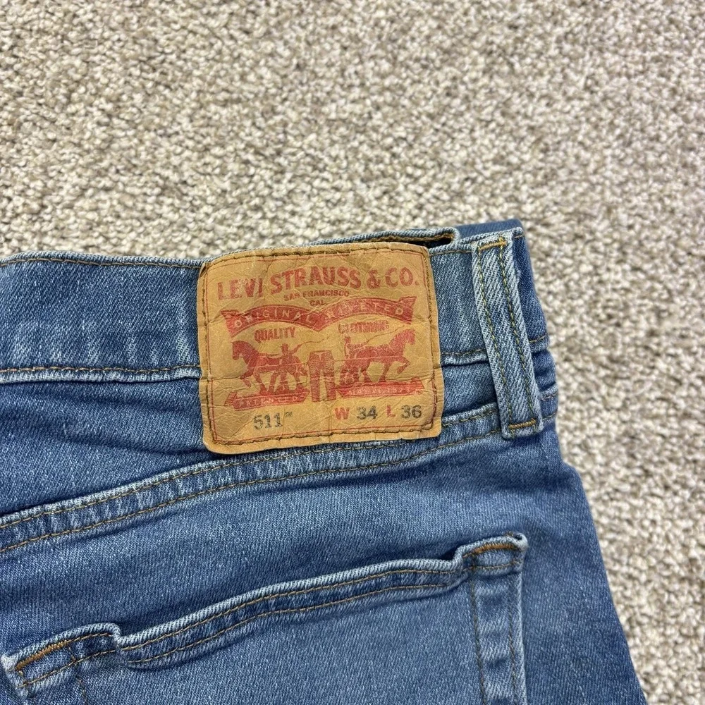 Levis 511 Slim Straight Jeans Mens 34x36 Medium Wash Blue Stretch 04511-3920
